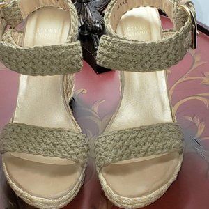 Stuart Weitzman Crochet Wedge Ankle Wrap Sandal
